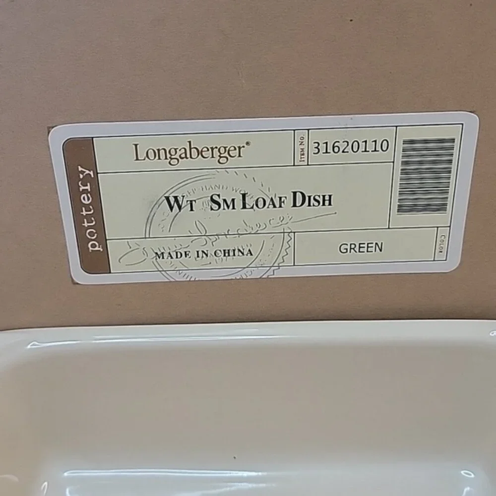 LONGABERGER NeW Woven Traditions Heritage Small‎ Cream Green Loaf Baking Dish